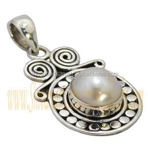 Dernier concepteur 925 argent Sterling perle naturelle pendentif fait à la main Style Vintage bijoux fins indien en gros bijoux en argent - Product Image 2