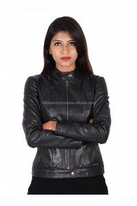 Chaqueta de piel de vaca auténtica para mujer, chaqueta negra personalizada - Product Image 5