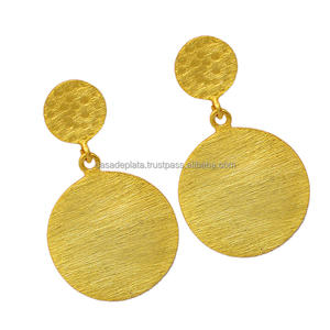 ต่างหูเม็ดเดี่ยวสีเงินแท้ชุบทองทำด้วยมือสไตล์คลาสสิกสำหรับงานหมั้นวันครบรอบแต่งงานหรืองานเลี้ยงของขวัญที่สมบูรณ์แบบ - Product Image 2