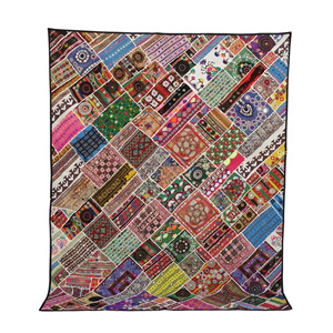 Huge Banjara Hand Embroidered Tapestry, Large Handmade Boho Patchwork Bedcover, Gypsy Wall Hanging - Product Image 4