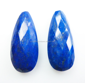 Piedra preciosa semipreciosa lapislázuli briolette corte facetado forma de pera joyería hecha a mano piedra preciosa calidad AAA lapislázuli azul - Product Image 1