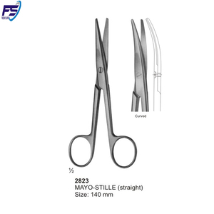Instrumento quirúrgico de alta calidad, tijera de acero inoxidable, curvada recta, 140mm, FS:2822 - Product Image 5