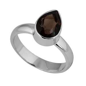 Anillo De piedras preciosas De cuarzo ahumado De pera auténtica De 7x10mm ajuste De bisel Plata De Ley 925 hecho a mano joyería De fiesta De boda De moda Casa De - Product Image 1
