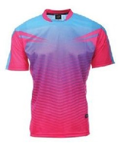 All-Over Sublimation Print Quick Dry Fitness Shirts Jersey Tejido de manga corta de punto Cuello redondo Pago a través de TT - Product Image 4