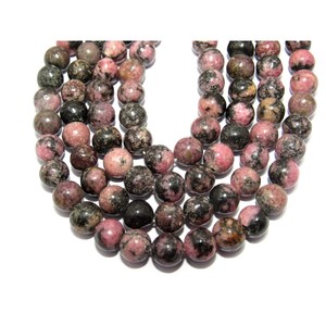 Rodonita suave forma redonda piedras preciosas cuentas sueltas Fabricación de joyas naturales de buena calidad - Product Image 1