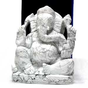Belle Statue de Ganesha sculptée à la main Pierre de cristal de guérison naturelle Art Collectibles Howlite Gemstone Rose Sculpture Améthyste - Product Image 5