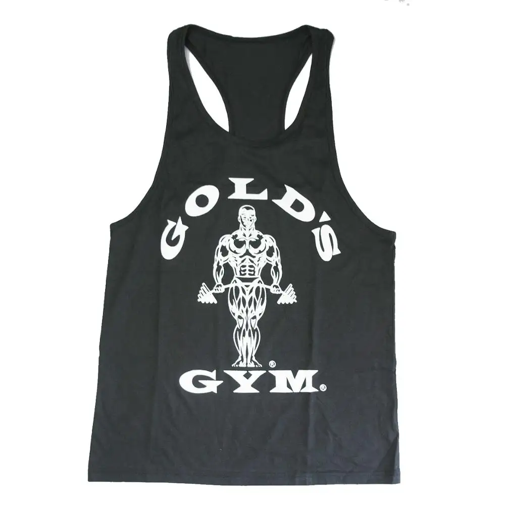 Rompi Gym Emas/Singlet Gym Pria/Rompi Stringer Kustom