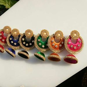 Boucles d'oreilles pendantes en fil de soie - Product Image 6