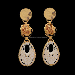 Women's Fashion One-of-a-Kind Citrine Pearl <b>Stud</b> Earrings Handmade New Bulk Product - Product Image 2