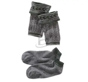 Bavaria Ankle 2 piece Embroidered German Lederhosen Cotton Socks Gray/Green (Lederhosen Wool Socks)