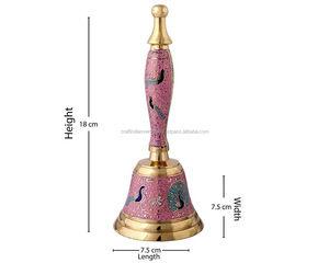 Campana de latón Tema de pavo real Mejor venta Campana de timbre Esmalte de color de alta calidad Pintado a mano Mejor vendedor Campana de embalaje personalizada - Product Image 2