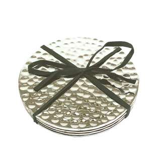 Juego de posavasos martillado redondo de mesa plateada, posavasos de Vidrio Metálico, posavasos de vajilla - Product Image 1