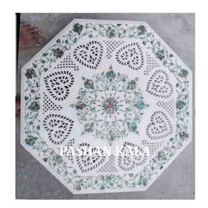 ท็อปโต๊ะกาแฟขัดเงาหินอ่อนสีขาวดีไซน์พิเศษและโบราณรูปทรงแปดเหลี่ยมคุณภาพสูงมีดีไซน์ใหม่ - Product Image 1