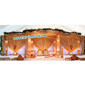 Roshni Mandap Fiber Golden Dulhan Mandap for <b>Wedding</b> Six Pillars Golden Fiber <b>Wedding</b> Mandap Hindu <b>Wedding</b> Mandap Decor USA - Product Image 1
