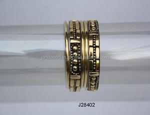 Bracelet en laiton poli unisexe, bijoux ronds en métal poli, motifs, pour femmes et filles - Product Image 2