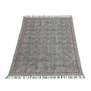Venta al por mayor alfombra de piso teñida vegetal de 4x6 pies, Alfombra de impresión de bloque de mano de estilo Vintage, área de algodón Bohemia Dhurrie. - Product Image 1