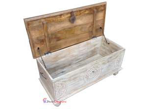 Baúl de Almacenamiento de Madera Maciza Tallada a Mano para Dormitorio, Caja para Mantas, Venta al Por Mayor - Product Image 4