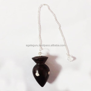 Péndulo de radiestesia de madera hecho a mano con material de piedra semipreciosa - Product Image 1