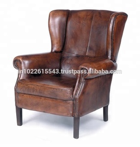 Sofá de cuero genuino vintage industrial, diseño moderno para silla de oficina en casa, muebles de cuero antiguo - Product Image 1