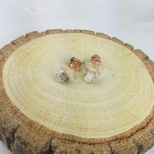 Herkimer ต่างหูเพชรชุบทองด้วยไฟฟ้าแบบดิบ - Product Image 4