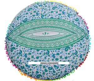 Funda de cojín de suelo con flores de mandala, PUF otomano degradado, PUF bohemio de algodón, varios colores por consignadores indios - Product Image 3