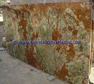 Colecciones de piedra natural de alto valor Losas de ónix pulidas en losa grande multicolor verde y multicolor de Pakistán - Product Image 1