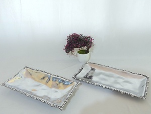 Gran oferta Premium bandeja rectangular de esmalte en relieve de aluminio/plato estilo pulido brillante diseño clásico precio al por mayor plato para servir - Product Image 2