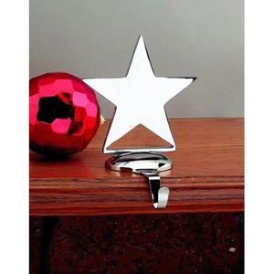 Supports de bas de Noël étoile métallique brillante argentée support cintre décorations de table de Noël en métal robuste - Product Image 1