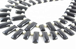 Super brillant 1 brin pierre précieuse spinelle noire naturelle à facettes forme Rectangle perles de Briolette qualité vente en gros - Product Image 5