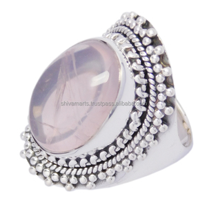 Hermoso anillo de piedras preciosas de Cuarzo Rosa, joyería de plata de ley 925 pura, anillos Vermeil de eternidad hechos a mano, exportador - Product Image 3