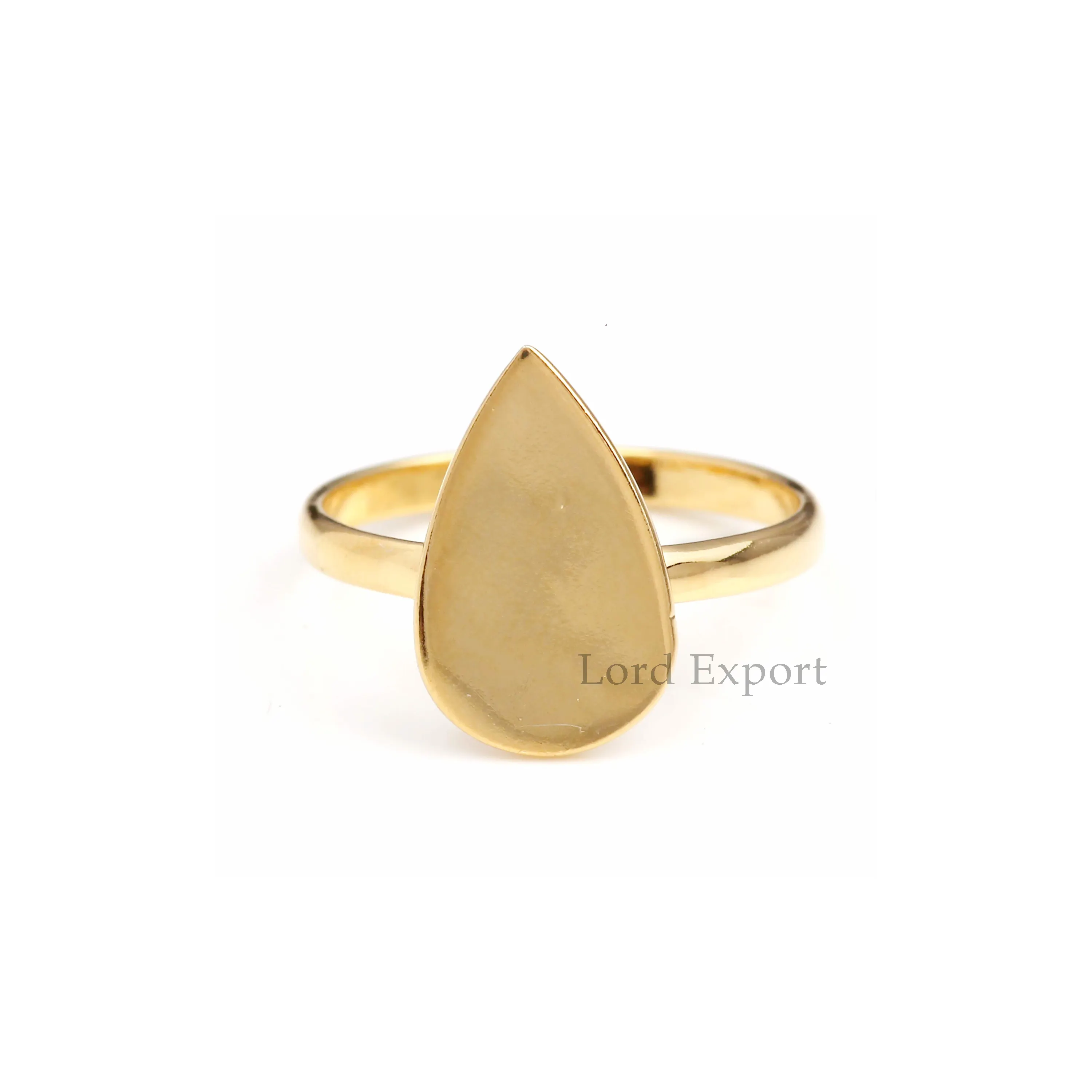 Custom Design 18k Gold Plated Stacking Band Ring Wholesale Indian Jewelry 925 Sterling Silver Pear Shape Handmade Ring Supplier