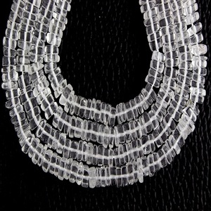 16 "หินควอทซ์ยาวสีขาวลูกปัดเรียบสีใสเป็นธรรมชาติสำหรับสร้อยคอและสร้อยข้อมือ - Product Image 2