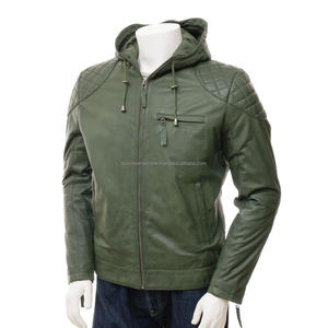 Chaqueta Bomber de Piel de Oveja con Capucha para Hombre, Informal, Cremallera, Poliéster Transpirable, Logotipo Personalizado, Talla Grande, Bolsillo para Primavera e Invierno - Product Image 1