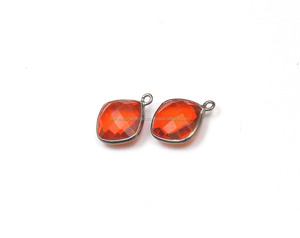 Piedra preciosa de cuarzo rojo, chapado en oro y plata, forma de cojín de 12mm, bisel hecho a mano facetado, piedra natal de moda, todas las joyas - Product Image 5