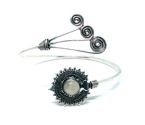 Accessoire à la mode attrayant de bracelet de manchette de pierre de lune d'arc-en-ciel d'argent - Product Image 3