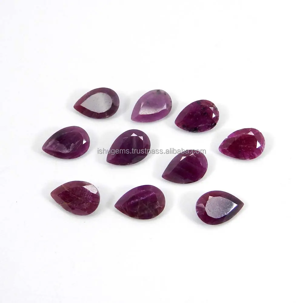 Ruby India Alami 9X6Mm Potongan Pir 1.45 Cts Batu Permata Longgar untuk Membuat Perhiasan