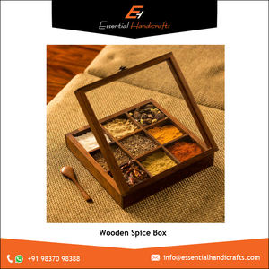Caja cuadrada de madera de alta calidad para especias, contenedores de almacenamiento para cocina, contenedor de madera india, 9 contenedores, Masala Dabba - Product Image 4