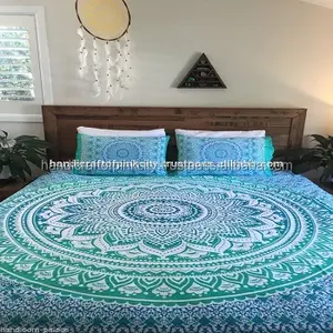 Di Colore verde Mandala Doppio Formato Douvet Copertura set