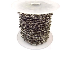 Handmade Dainty Birthstone Chain Sterling Silver Gold Plated Gray Chalcedony Gemstone Beads <b>Wire</b> Wrapped Rosary Jewelry - Product Image 3