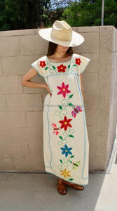 ชุดเดรสฮิปปี้ผ้าฝ้ายปักลายดอกไม้สไตล์วินเทจสำหรับผู้หญิงเม็กซิกันชุดเดรสแบบมืออาชีพ - Product Image 3