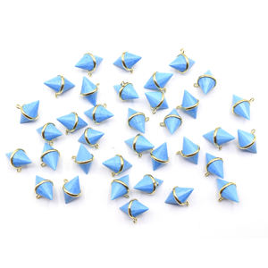 Howlite cône forme 925 argent Sterling lunette plaqué or pendentif fabrication de bijoux faits à la main - Product Image 3