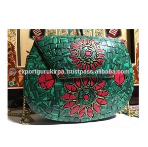 <b>Beaded</b> Resin Evening Bag Custom Metal Frame Envelope Clutch Leopard Pattern Wedding Ladies' Clutch Bag Guru Kirpa Export House - Product Image 5