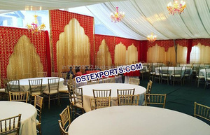 Gold Sequinsงานแต่งงานฉากหลังแต่งงานเงาArchเย็บปักถักร้อยฉากหลังอินเดียงานแต่งงานเวทีฉากหลัง - Product Image 5