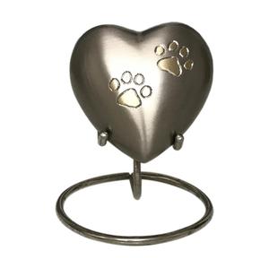 Urnas de cremación de mascotas azules grabadas con pata en forma de corazón para perros y gatos | Suministros funerarios urnas de recuerdo | Mini urnas con soporte - Product Image 2