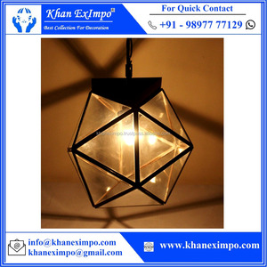 Lámpara colgante Retro Para LOFT, luz nórdica moderna de hierro con rombos, KEI-1159 B, creativa, geométrica, negra, para Hotel - Product Image 5