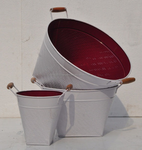 Macetas para decoración, macetas de jardín de Metal galvanizado con asas de madera para interior, exterior, hogar, oficina, Hotel - Product Image 2