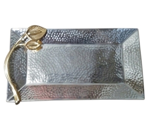 Assiette de charge élégante Marteau en aluminium Assiettes rectangulaires personnalisées Assiettes de service Plateau de service Impression de logo personnalisé - Product Image 1