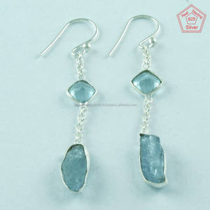 Pendientes de Plata de Ley 925 con Topacio Azul y Tanzanita, Joyería India Unisex de Calidad Extrema - Product Image 4