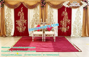 Rajasthani Style Mehandi Stage Backdrop Decor Wedding Stage <b>Embroidered</b> Backdrops <b>Curtain</b> Drapes Indian Wedding Mandap <b>Curtain</b> - Product Image 4