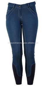 Pantalon d'équitation en denim extensible 4 directions, culotte intégrale - Product Image 3